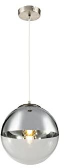 Ausgefallene Pendelleuchte mit Glaskugel 1-flammig, Design in Chrom & Klarglas, Ø 30cm