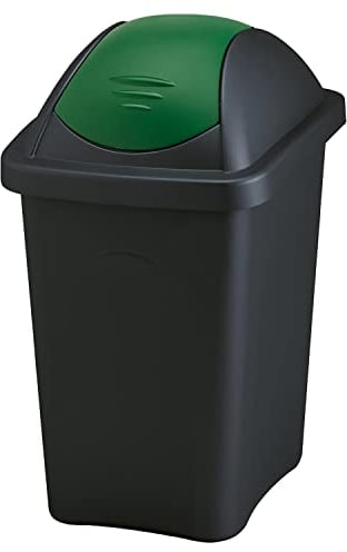 Home Centre 30L Swing Lid Kitchen General Waste Recycling Bin Colour Code Management Made in Italy Quality Rubbish Office Storage Trash Containers Green-Black