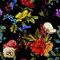 HEKO PANELS Stoff Oxford Wasserdichte Meterware Canvas-Stoff Polyester Stoff Zum Nähen Nähstoffe Möbelstoffe Dekostoffe Wasserabweisend Blickdicht Blumen Schwarz Bunt 1 Meter 155 x 100 cm