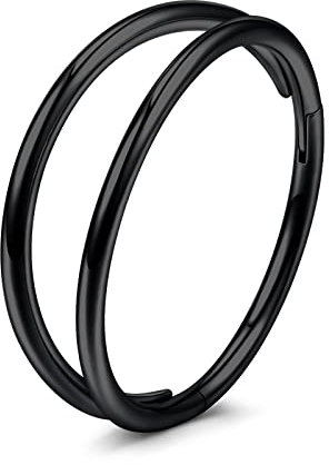 VFUN 20G 6MM Nasenring Piercing 316L Edelstahl Nasenpiercing Segmentring Septum Piercing Nasen Damen Conch Piercing Ring Helix Knropel Ohrring Hinged Clicker Nose Ring Schwarz
