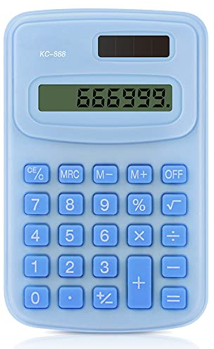 lohey Pocket Calculator, 8-Digit Basic Calculators Desktop Solar Battery Mini Desk Calculator for Office, Home, School, Blue