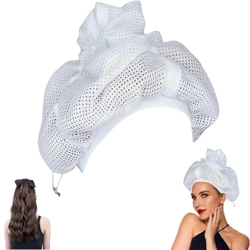 Ukisisi Net Plopping Cap| Trockenhaubenfür Lockiges Haare | Verstellbare Netz,Trockenhaube mit Kordelzug,Adjustable Net Plopping Cap for Drying Curly Hair, Net Plopping Cap, Net Plopping Bonnet