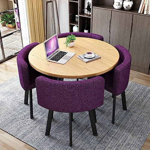 Büro-Empfangsraum, Clubtisch und Stuhl-Set, Empfangstisch und Stuhl-Kombination, Verhandlungstisch, 1 Tisch, 4 Stühle, Wohnzimmer, Tisch und Stuhl-Kombination, Zuhause, Schlafzimmer (Farbe: Lila)