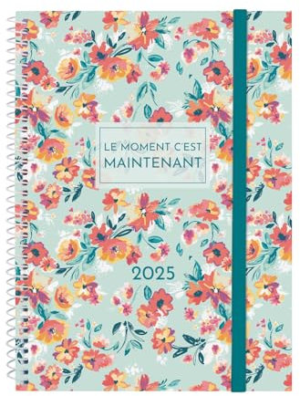 Finocam Spiral Design Kalender Kollektion 2025, Woche auf 1 Seite, horizontale Darstellung Januar 2025 – Dezember 2025 (12 Monate) Jetzt Französisch