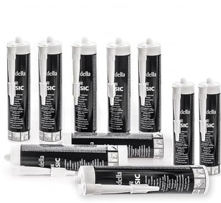 Styroporkleber Acrylkleber Weiß 10 x 310 ml für Zierleisten Stuck Styroporleisten Styropor-Deckenleisten EPS, XPS, Sockelleisten, Rosetten-Baukleber Montagekleber - Klebstoff für innen