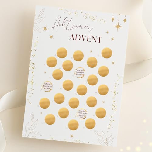 Adventskalender Achtsamkeit I Selbstliebe I Adventskalender Frauen I Adventskalender zum Freirubbeln I Achtsame Adventszeit I 24 Aufgaben für die Adventszeit (Achtsamkeit weiß)
