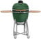 BBQ-Toro Kamado Grill Ø 52 cm KURO, Grün | Holzkohlegrill mit Bambusablage, Thermometer, Holzgriff, Rollen | Keramikgrill Kamado, Keramik Grill mit Aktivbelüftung, Grill mit Ablage