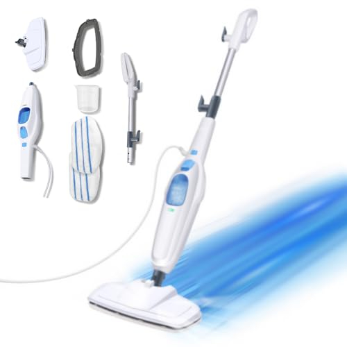 Dampfreiniger Steamclean Multifunktion, 1500W, Reiniger Handgerät, Dampfmop Teppichreiniger mit Mikrofaserbezug, entfernt bis zu 99,9% der Bakterien Dampfbesen für Böden