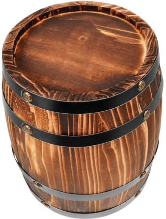 Zerodeko Wine Barrel Decor Handmade Oak Barrel Ornament Vintage Bar Decoration for Home Kitchen Garden yard Party Display 7.87 X 6.30 X 6.30 in