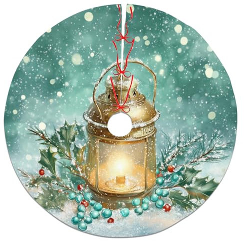 Faldón de árbol de Navidad, decoración rústica dorada para decoración de vacaciones de invierno, decoración festiva de Navidad, decoración del hogar, interiores y exteriores, 36 pulgadas