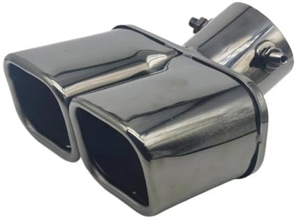 MFTGRS Auspuffblende Edelstahl Titan Schwarz Autoauspuff Schalldämpfer Einlass 60MM 76MM 1 STK Universal Quadrat Doppelauslass Auto Auspuff Endrohr(63 mm gebogen)