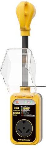 EPLCSE - 30 Amp 10000 Joules RV Surge Protector with Waterproof Cover, RV Adapter Plug for RV, Travel Trailers, Yellow