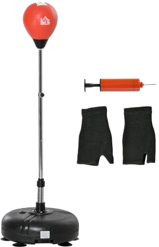 HOMCOM Punching Bag with Stand Speedball for Teens 133-151 cm | Freestanding Boxing Bag Set, Adjustable Height