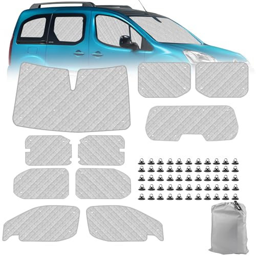 Parasol para Parabrisas Compatibles con Citroen Berlingo XLWB 2018-2025, 10 Piezas Juego de Protector de Parabrisas Ventana de Persiana Térmica Interior