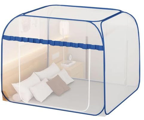 NEYTIIR Foldable Mosquito Net Bed Canopy Warm Breathable Pop Up Two Door Tent Canopy Home Bed Netting For Twin Single Full Queen Size Bed(B,1.8 * 2m)