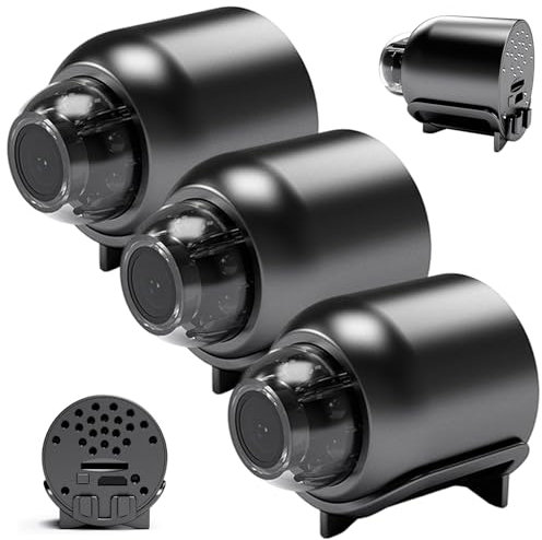 Mini telecamera wireless, 3pcs Mini Eye Camera, 1080p HD Night Vision WiFi, Micro monitor ad angolo largo con riproduzione video, controllo delle app per il magazzino del negozio di home office