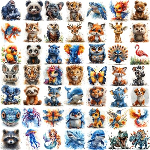 Lot de 50 tatouages temporaires aquarelle multicolores mignons pour enfants, filles, garçons, tatouages adhésifs à coller, faux tatouages autocollants corps, visage, festival, fête, cadeau