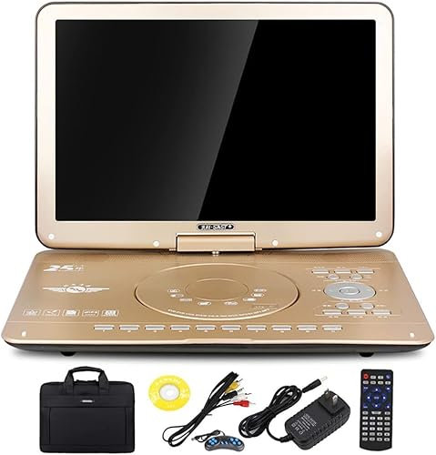 Portable DVD Player with 25'' HD Large Screen, Remote Control, 12 Hrs Battery, Kids CD Players, USB/SD Card, Sync TV Video Play - Built-In Rechargeable
