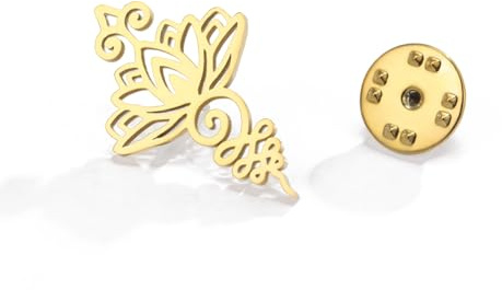 Dreamtimes Lotusblumen Brosche Edelstahl Unalome Symbol Amulett Brosche Spiritueller Schmuck für Yoga Meditation Frauen Männer Elegante Anstecknadel Geschenk für Buddhisten Hindu Inspiration