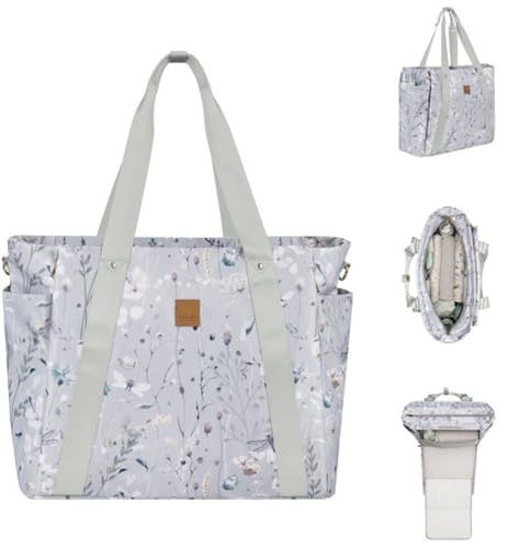 Kikkaboo Wickeltasche Florence Wickelunterlage, Reißverschluss, Flaschentaschen grau