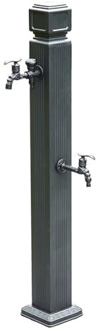 HARELA Columna de Agua de Jardín Negra Columna, Columna de Agua Vertical Anticongelante, Fuente Decorativa con Grifo para riego de jardín y Fuente de Agua