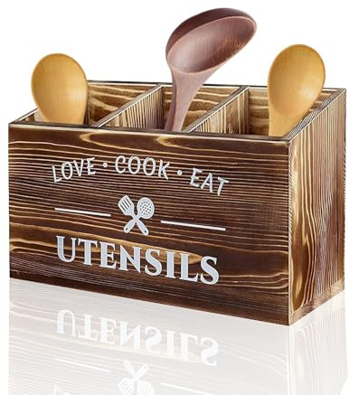 Soporte Para Utensilios De Cocina Con 3 Compartimentos, Porta Utensilios De Cocina,Base Drenable,Tenedor Y Cuchara De ClasificacióN Cesta De Almacenamiento Para La Cocina, Mostrador, Casa De Campo