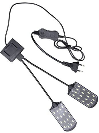 FIXOSHEE Lámpara LED para Acuario con Clip Doble Cabezal Luz para Tanque de Peces Fácil Instalación para Acuarios Pequeños y Medianos Iluminación Antialgas