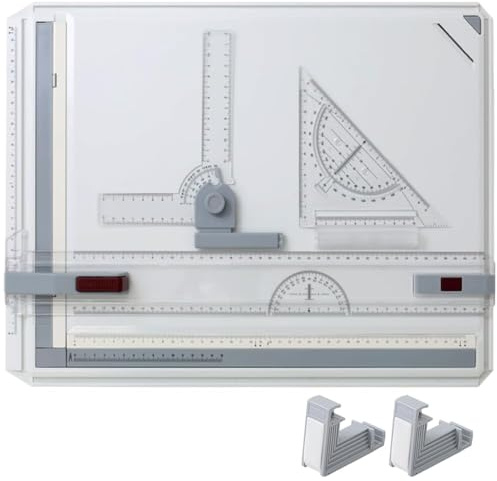 Japard A3 Drafting Board Portable Drawing Board Metric Multi-Function Portable Table with Ruler, Angle Adjustable Measuring System Art Christmas Gift