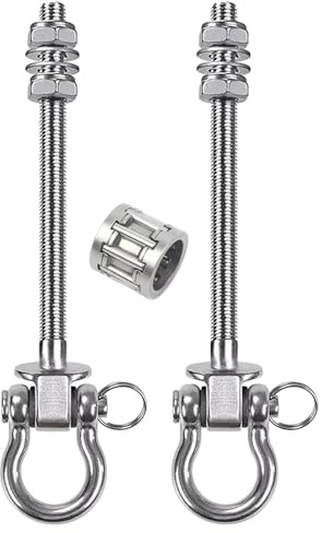 HAGWARE 2Pcs Swing Hangers Swing Brackets with Bearings, 180°Swing Hangers Heavy Duty 280mm Swing Hooks M10 Wood Beam Concrete Cerling Hammock for Bracket, Yoga and Swing Chair, 650kg Capacity