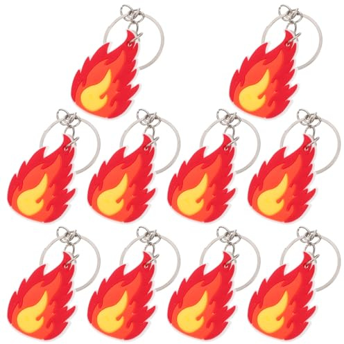 POPETPOP Feuerwehr Stück Schlüsselanhänger 10 PVC für Partydeko | Mitgebsel Feuerwehr, Flammen Anhänger, Feuerwehrzubehör für Feuerwehrfest und Mottoparty