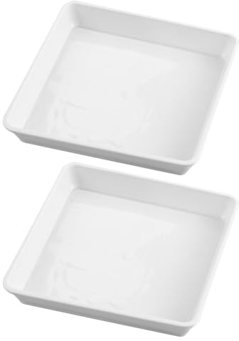 DOITOOL Soucoupe pour Pots de Fleurs 2 Pcs 40cm - Grand Bac Récupérateur | Soucoupe Pot de Fleur Carré Blanc en Plastique, Assiette de Rétention d'Eau pour Jardin, Balcon, Plante d'Intérieur Cache-Pot
