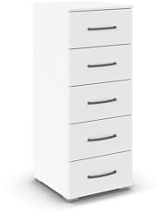 Rauch Möbel ADITIO, Kommode, Farbe Weiß, Breite 40 cm | Highboard im zeitlosen Stil, 5 Schubladen, Soft-Close-Funktion, für Schlafzimmer, Gästezimmer, Wohnzimmer, Garderobe, Flur