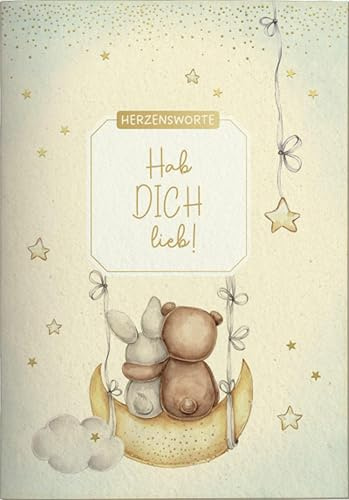 Geschenkbuch-Hab dich lieb: A6, Goldveredelung, 16 Seiten Korsch-Verlag