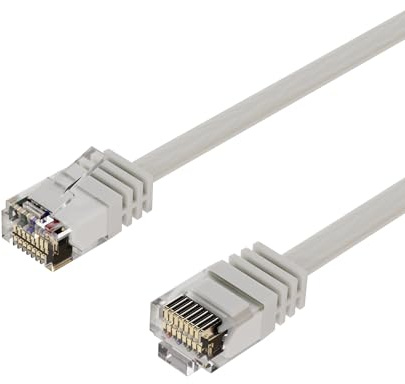Kabelbude.eu Patchkabel Netzwerkkabel Ethernet LAN Kabel Flach U/UTP Cat.6 Slim Weiß 0,25m RJ45 Stecker