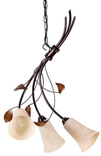 Helios Leuchten 203627 Deckenlampe Florentiner antik-braun handbemalt | florale Lampe Pendellampe | Leuchte Hängeleuchte Landhaus-Stil | Hängelampe Deckenlampe Esstisch