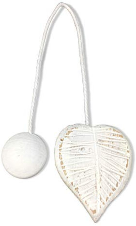 tex family - Embrasse à Rideau Magnétique en Bois, Forme Feuille | Design Élégant Nature | Force Magnétique Supérieure | Polyvalence Décorative, Blanc, Bois