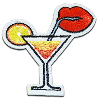 Catch the Patch Cocktail mit Mund Getränk Sommer - (Größe: 7,2 x 6,4 cm) Aufnäher, Bügelbilder, Aufbügler, Applikationen, Patches, Sticker zum Aufbügeln oder Aufnähen – für Kleidung, Taschen, Jacken
