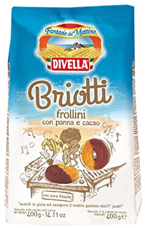 3x Divella Briotti Shortbread Kekse mit frischer Sahne und Kakao 400g biscuits cookies Italienische Kekse
