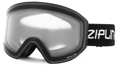 Zipline Ski-, Snowboard-, Schneemobil-Brille, Podium XT, kein Beschlagen, austauschbare magnetische Gläser, offizielle Schutzbrille (schwarzer Rahmen, klare Gläser)