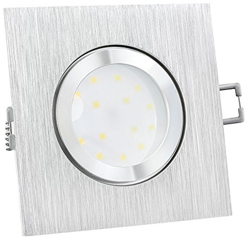 SSC-LUXon QW-2 LED Decken Einbauleuchte flach 230V eckig Alu gebürstet IP44 inkl. fourSTEP Dim dimmbar ohne Dimmer mit 4W neutralweiß