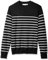 Amazon Essentials Men's Long-Sleeve Crewneck Jumper, 100% Cotton, Big & Tall Options Available, Black White Placed Stripe, M