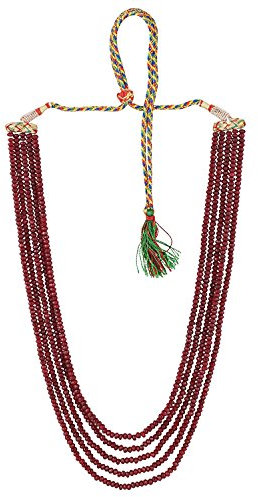 Ratnavali jewels Perline di Quarzo Rosso Collana con Filo di Pietra Moda Donna