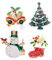 Supvox Weihnachts Strass Broschen Set 4 Stücke (Tannenbaum Glocke Stiefel Schneemann)
