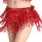 Wuchieal Pailletten Glitzer Rock - Bauchtanz Hüfttuch Kostüm Mit Quaste - Festival Kleidung Gürtel (Rot, One Size)