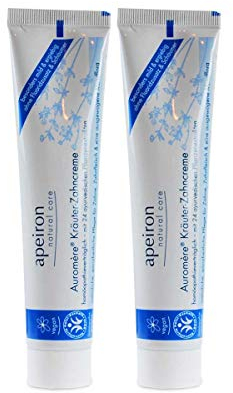 APEIRON Auromere Kräuter Zahncreme, Bei Homöopathie (2 X 75 Ml), Minze Geschmack, Bio Zahnpasta, Vegan, Fluoridfrei, Homöopathieverträglich, Naturkosmetik