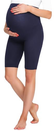 Be Mammy Legging Court Grossesse Maternité Tenue Sport BE20-259(Bleu Marin, L)