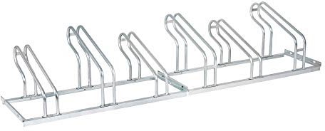 STIER Fahrradständer, für 6 Räder, feuerverzinkte Stahlkonstruktion, Bügelparker, auch für Mountainbikes, zur Reihenverbindung und Bodenbefestigung, Reifenbreite bis 5,5 cm