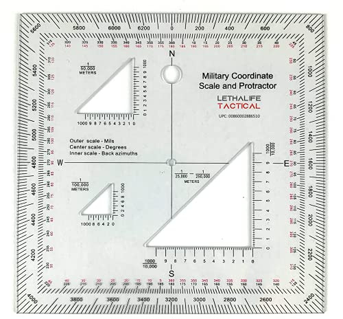 Kauriea Lifefficient Products - Goniometro militare UTM/MGRS, scala di coordinate per lettura topografica di mappe e navigazione terrestre, coppie con TMK