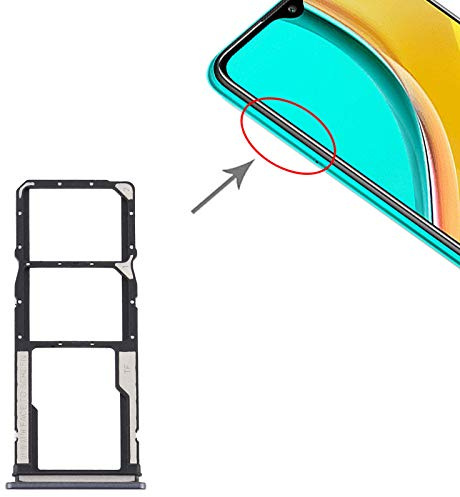 Carro bandeja bandeja soporte porta tarjeta nano SIM 1 + SIM 2 + ranura para tarjeta de memoria Micro SD compatible con Xiaomi Redmi 9 (6,53 pulgadas), color negro