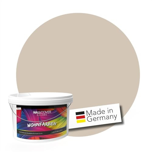 WALLCOVER hochwertige Wandfarbe für Innen | Beige Sand | 2.5L für 20m² | Hochdeckende Innenfarbe Matt (Klasse 1) | Profi Qualität aus Deutschland